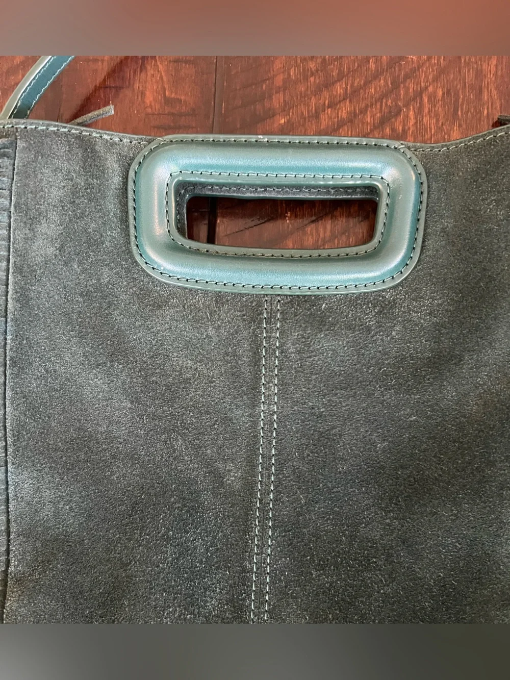 Maje Green Suede Fringe Crossbody Bag Boho Festival Leather Purse - Picture 5 of 8